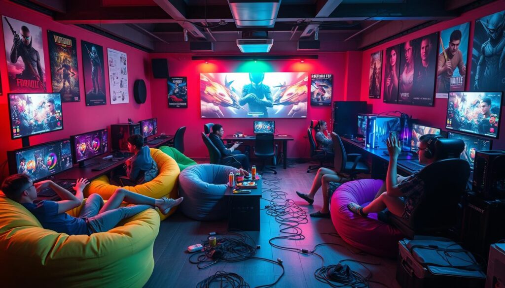 LAN party gaming setup